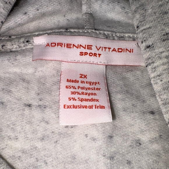 NWT Adrienne Vittadini Sport Gray‎ Hoodie 2X Plus Size Lightweight Pullover - Picture 2 of 5